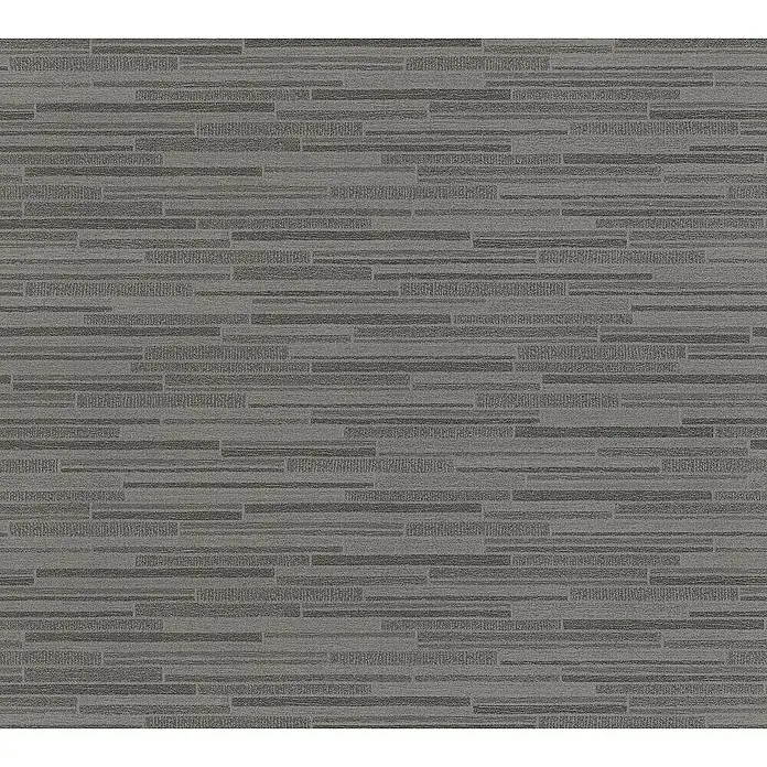 Tadessi Vliestapete M1-No.1416 - Schwarz, Grafisch, 10,05 x 0,53 m - Dunkelgraues, strukturiertes Bodenmuster mit horizontalen Streifen und dezenten rechteckigen Blöcken.
