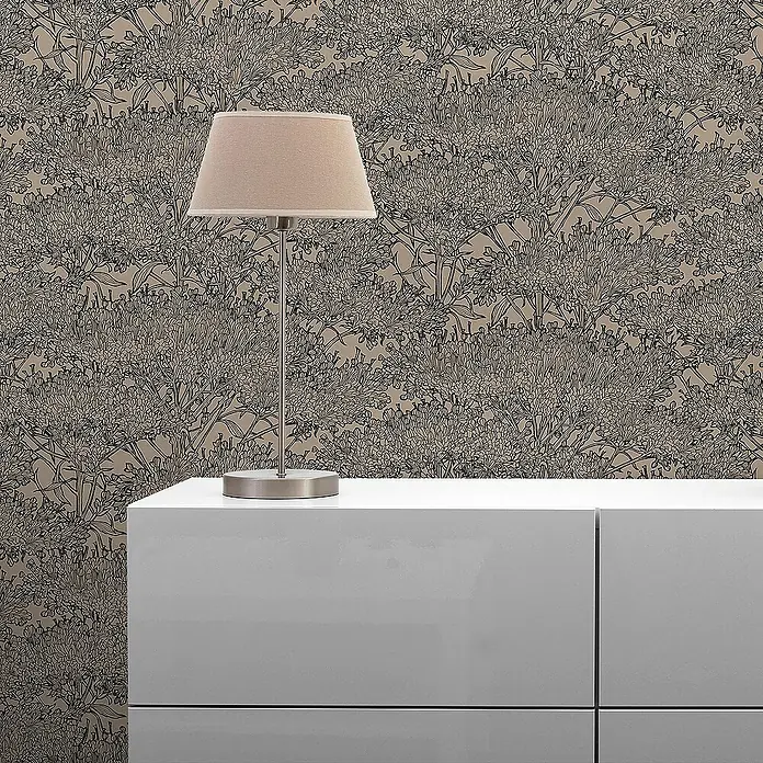 Tadessi Vliestapete M1-No.2818 - Grau, Floral, 10,05 x 0,53 m
