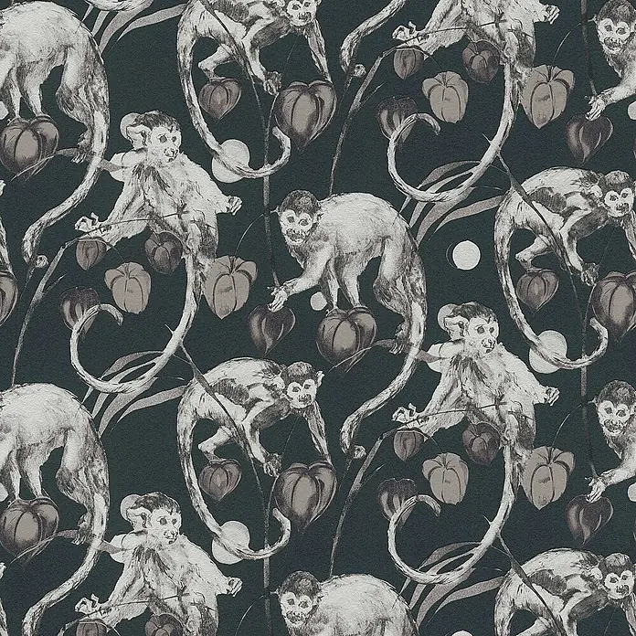 Tadessi Vliestapete M1-No.661 - Schwarz, Floral, 10,05 x 0,53 m