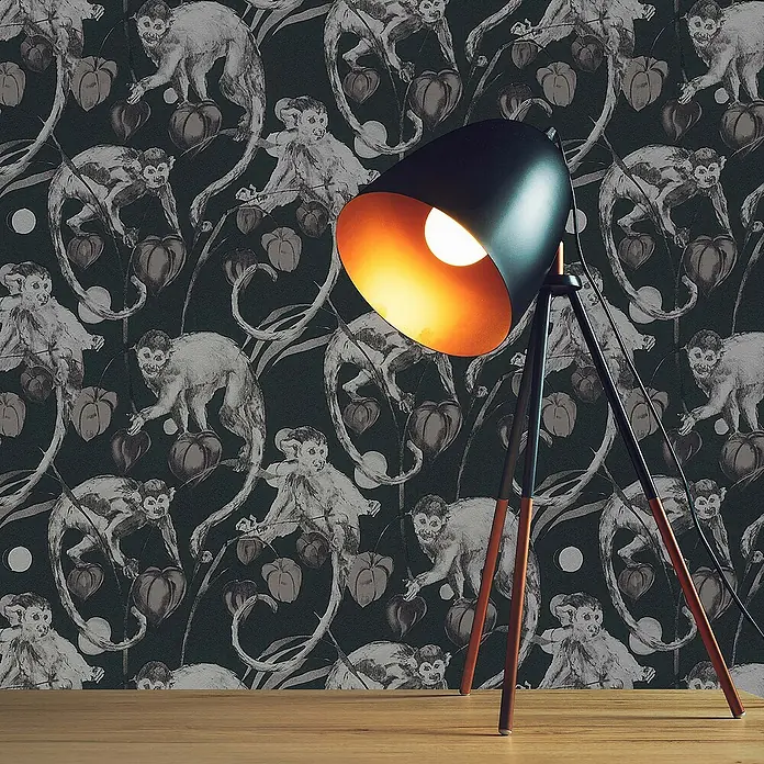 Tadessi Vliestapete M1-No.661 - Schwarz, Floral, 10,05 x 0,53 m