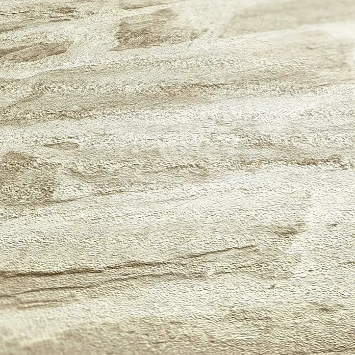 Tadessi Vliestapete M1-No.2592 - Creme, Steinoptik, 10,05 x 0,53 m - Hellebeige, strukturierte Oberfläche mit unregelmäßigem, rustikalem Muster, ähnlich Holzmaserung oder Stein.