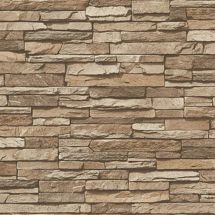 Tadessi Vliestapete M1-No.3817 - Braun, Steinoptik, 10,05 x 0,53 m - Natürliche Natursteinwand-Textur in erdigen Braun- und Grautönen, mit rustikaler, unregelmäßiger Stapelung.