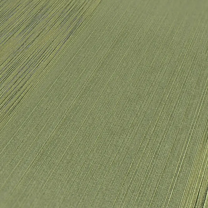 Tadessi Vliestapete M1-No.3804 - Grün, Streifen, 10,05 x 0,53 m - Olivgrüner strukturierter Stoff mit feinen vertikalen Linien.