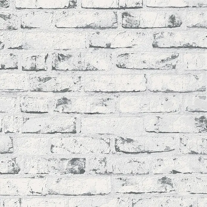 Tadessi Vliestapete M1-No.869 - Grau, Steinoptik, 10,05 x 0,53 m - Strukturierte weiße Ziegelwand, mit hellgrauen Akzenten und rauer Oberfläche.