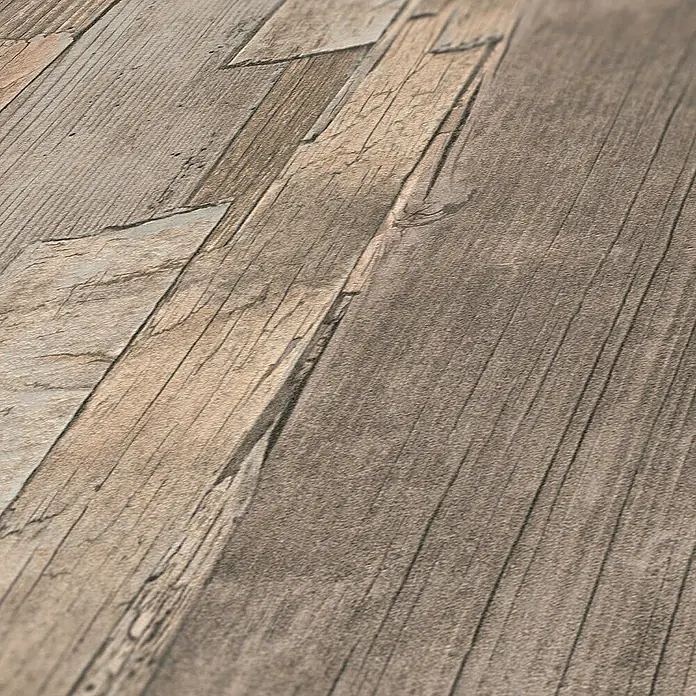 Tadessi Vliestapete M1-No.904 - Beige, Holzoptik, 10,05 x 0,53 m - Distressed Holzoptik-Planken in natürlichen Braun- und Grautönen.