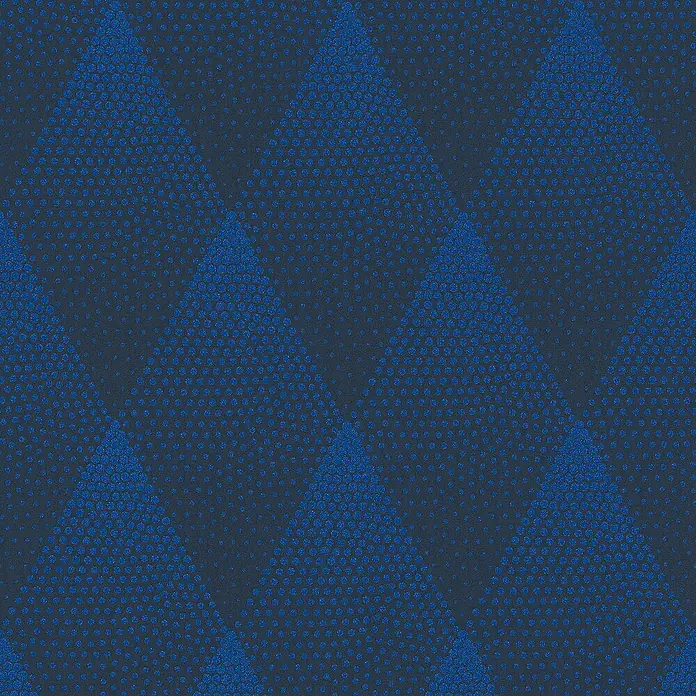 Tadessi Vliestapete M1-No.406 - Schwarz, Grafisch, 10,05 x 0,53 m - Nahtloses blaues Punktmuster mit geometrischen Dreiecken und Halbtoneffekt auf dunklem Hintergrund.
