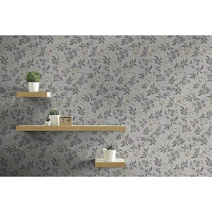 Tadessi Vliestapete M1-No.4160 - Grau, Floral, 10,05 x 0,53 m