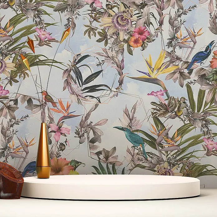 Tadessi Vliestapete M1-No.790 - Weiß, Floral, 10,05 x 0,53 m