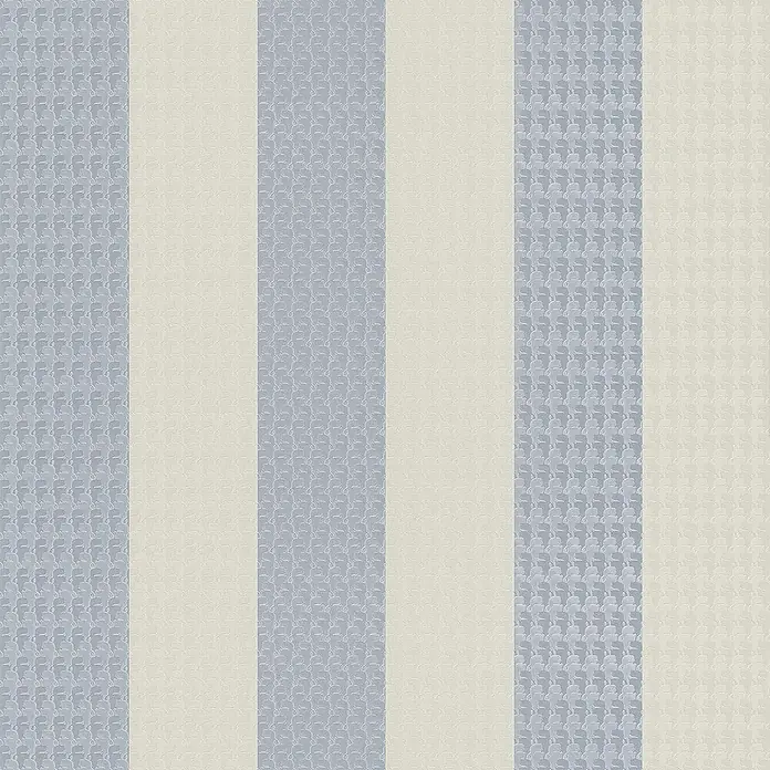 Tadessi Vliestapete M1-No.595 - Weiß, Streifen, 10,05 x 0,53 m - Gestreifte Tapete mit abwechselnd hellblauen Streifen mit stilisiertem Tiermuster und cremefarbenen Texturstreifen.