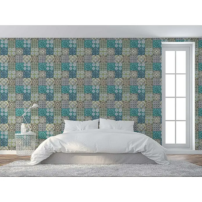 Tadessi Vliestapete M1-No.199 - Blau, Fliesenoptik, 10,05 x 0,53 m