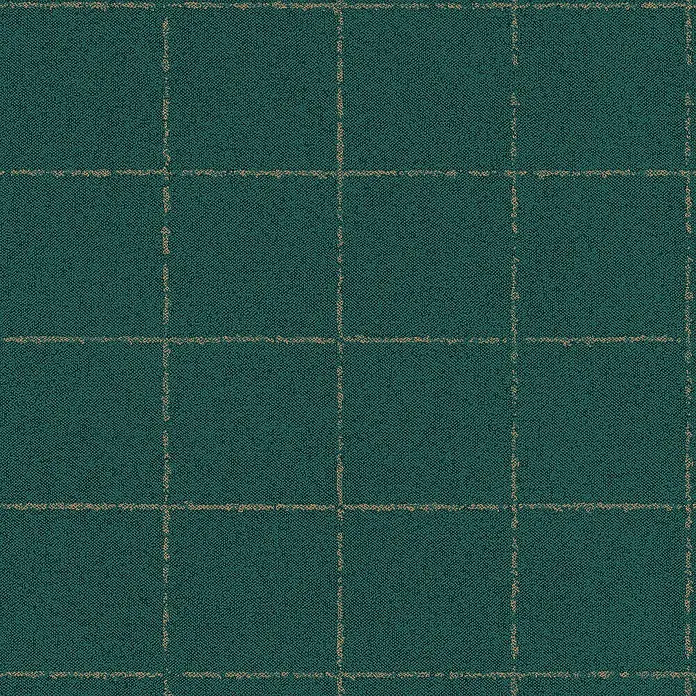 Tadessi Vliestapete M1-No.3160 - Grün, Fliesenoptik, 10,05 x 0,53 m - Dunkelgrüner Webstoff mit dezentem, texturiertem hellbraunem Gittermuster.