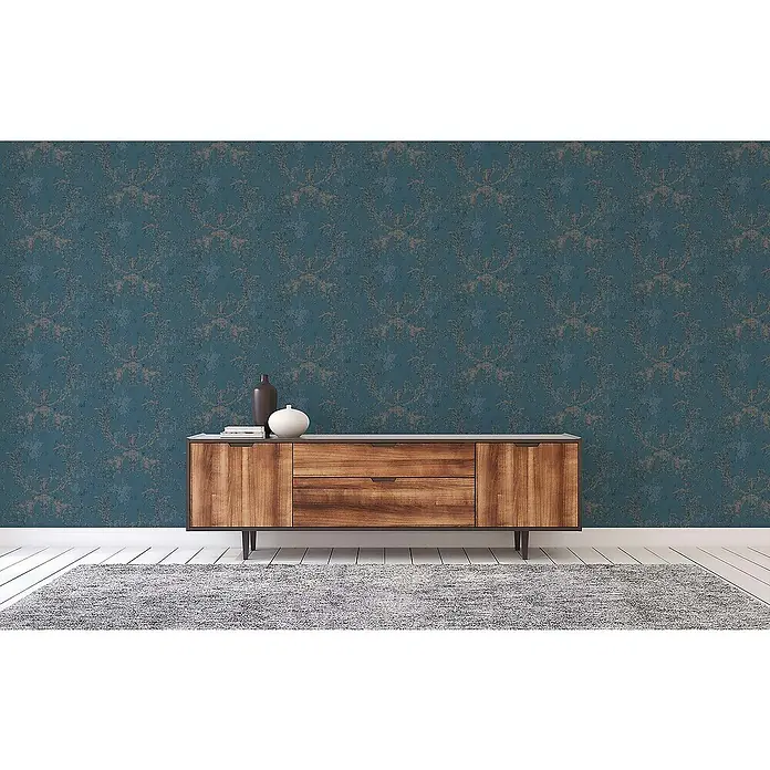 Tadessi Vliestapete M1-No.492 - Blau, Ornament, 10,05 x 0,53 m