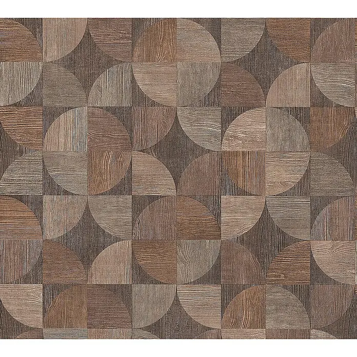 Tadessi Vliestapete M1-No.1569 - Beige, Sonstiges, 10,05 x 0,53 m - Geometrisches Holzmuster in verschiedenen Braun- und Beigetönen.