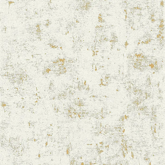 Tadessi Vliestapete M1-No.18 - Weiß, Sonstiges, 10,05 x 0,53 m - Strukturierte cremefarbene Tapete mit goldfarbenen, abgenutzten Akzenten.