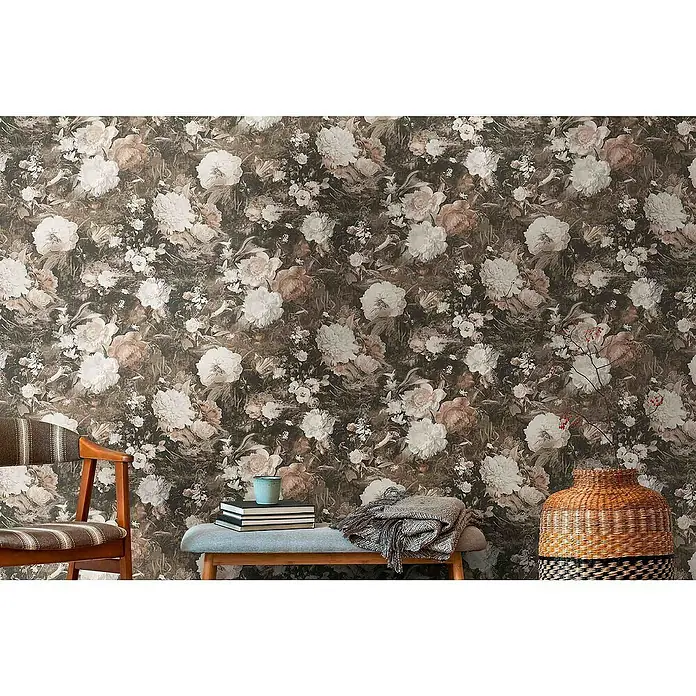 Tadessi Vliestapete M1-No.4029 - Braun, Floral, 10,05 x 0,53 m