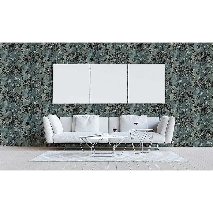 Tadessi Vliestapete M1-No.1765 - Türkis, Floral, 10,05 x 0,53 m