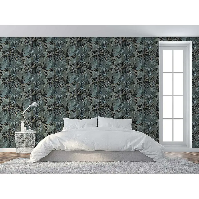Tadessi Vliestapete M1-No.1765 - Türkis, Floral, 10,05 x 0,53 m