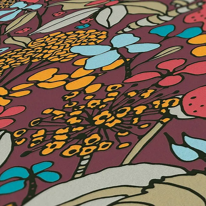Tadessi Vliestapete M1-No.1455 - Rot, Floral, 10,05 x 0,53 m