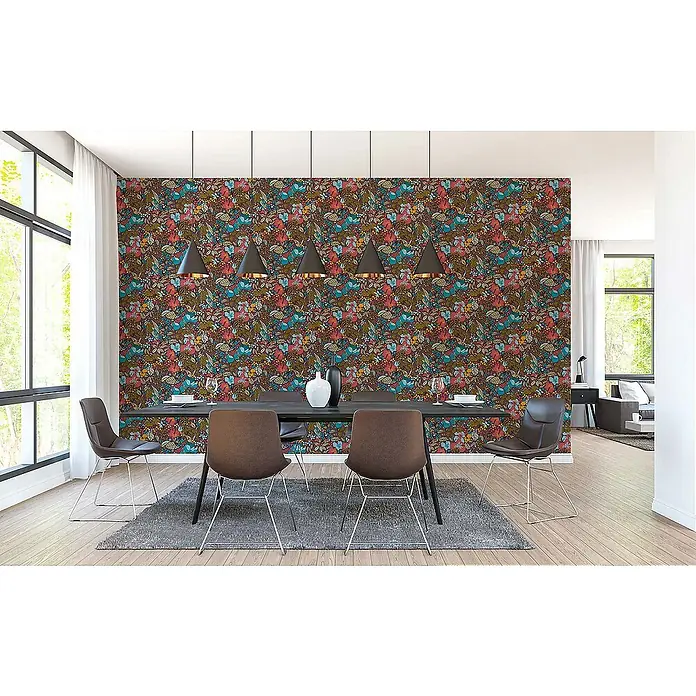 Tadessi Vliestapete M1-No.1455 - Rot, Floral, 10,05 x 0,53 m