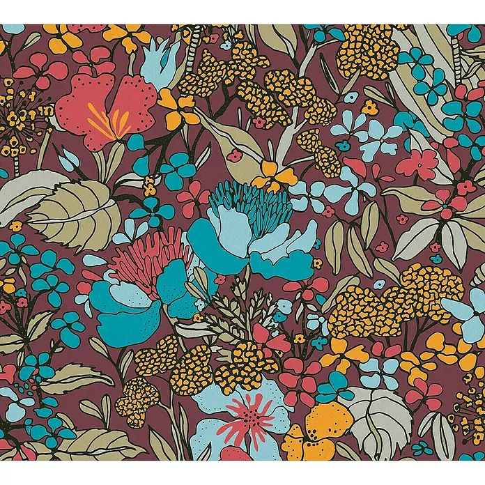 Tadessi Vliestapete M1-No.1455 - Rot, Floral, 10,05 x 0,53 m