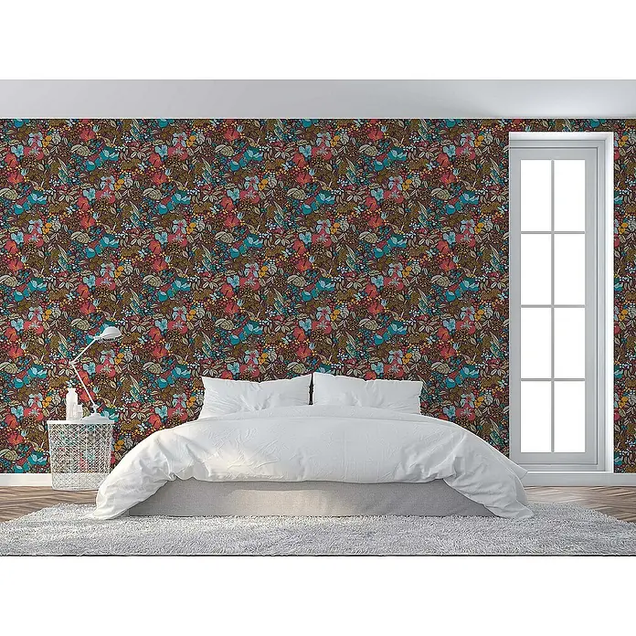 Tadessi Vliestapete M1-No.1455 - Rot, Floral, 10,05 x 0,53 m