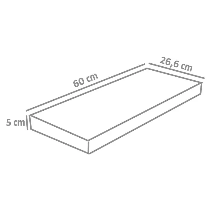 EHL EIBA Terrassenplatte - 60 x 26,6 x 5 cm, Grau-Anthrazit, Beton - Dieses Bild zeigt ein Produkt, das 60 cm lang, 26,6 cm breit und 5 cm hoch ist. Es ist ein rechteckiger Gegenstand.