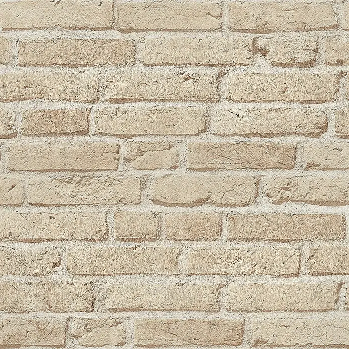Tadessi Vliestapete M1-No.2593 - Beige, Steinoptik, 10,05 x 0,53 m - Strukturierte hellbeige Ziegelwandfläche mit sichtbaren Mörtelfugen.