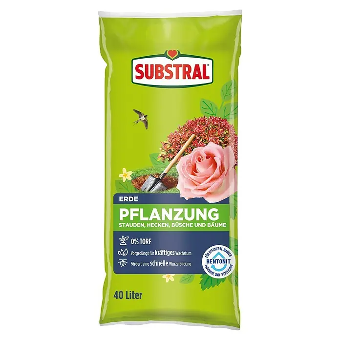 Substral Zimmerpflanzenerde Pflanzung Stauden, Hecken, Büsche und Bäume - 40 l - Pflanzerde von Substral für Stauden, Hecken, Büsche und Bäume. Torffrei, vorgedüngt, für kräftiges Wachstum und schnelle Wurzelbildung. 40 Liter.