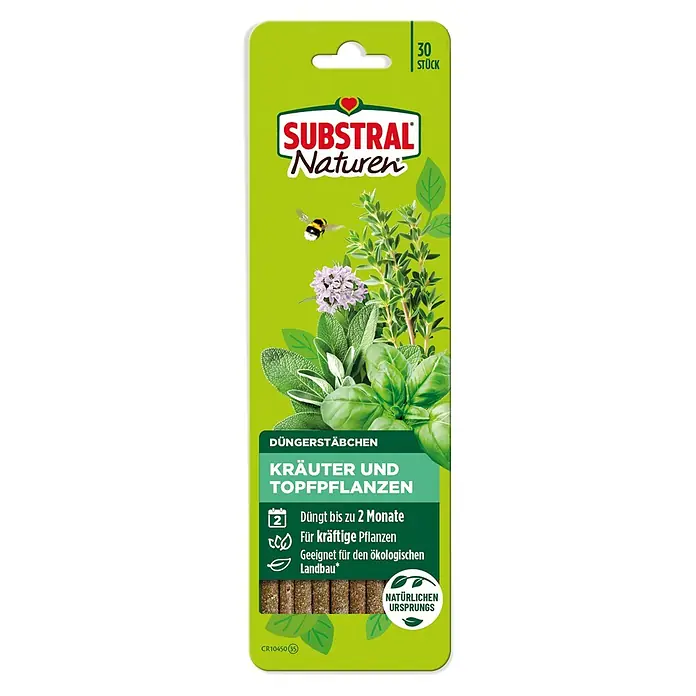 Substral Naturen Düngestäbchen Kräuter und Topfpflanzen - 30 Stk. - Substral Naturen Kräuter- und Topfpflanzendünger, 30 Stück für bis zu 2 Monate Düngung, ideal für kräftige und ökologische Pflanzen.