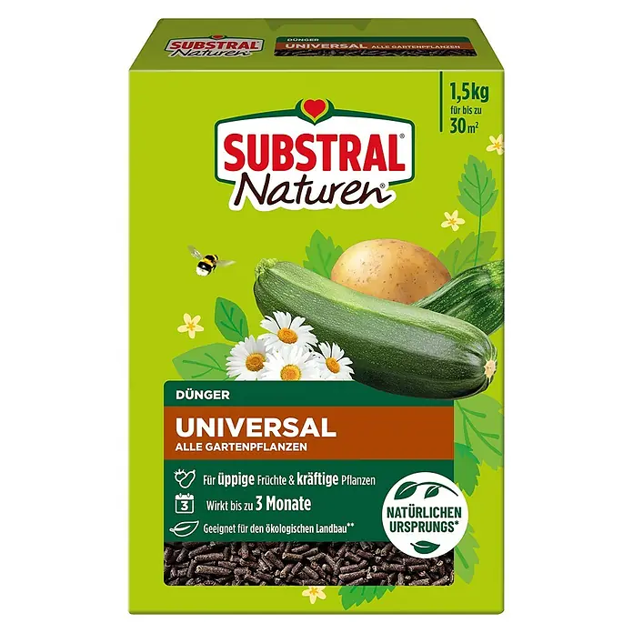 Substral Naturen Universaldünger - 1,5 kg - Die Packung Substral Naturen Universaldünger für alle Gartenpflanzen, 1,5 kg für bis zu 30 m².