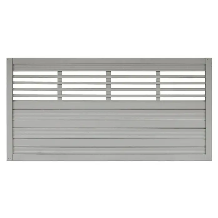 Andrewex Sichtschutzelement Lucca - 180 x 90 cm, Holz, Grau - Nahaufnahme eines modernen grauen Zaunelements mit horizontalen Lamellen, ideal für Garten und Grundstück.