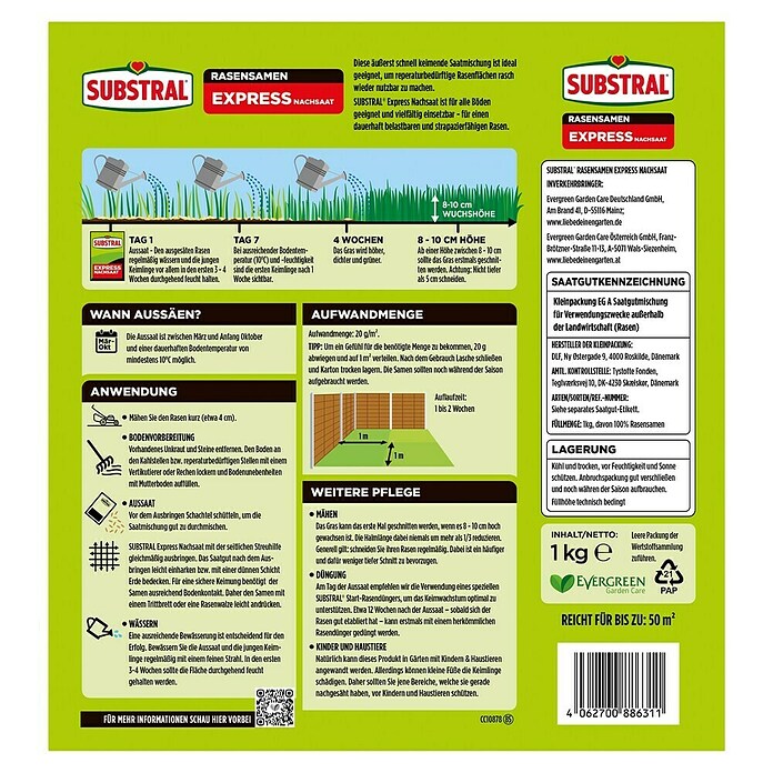 Substral Rasensamen Express Nachsaat (1 kg, 50 m²) | BAUHAUS