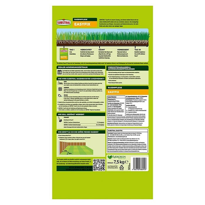 Substral Naturen Rasendünger Easyfix (7,5 kg, Max. Anwendungsfläche: 150 m²) | BAUHAUS