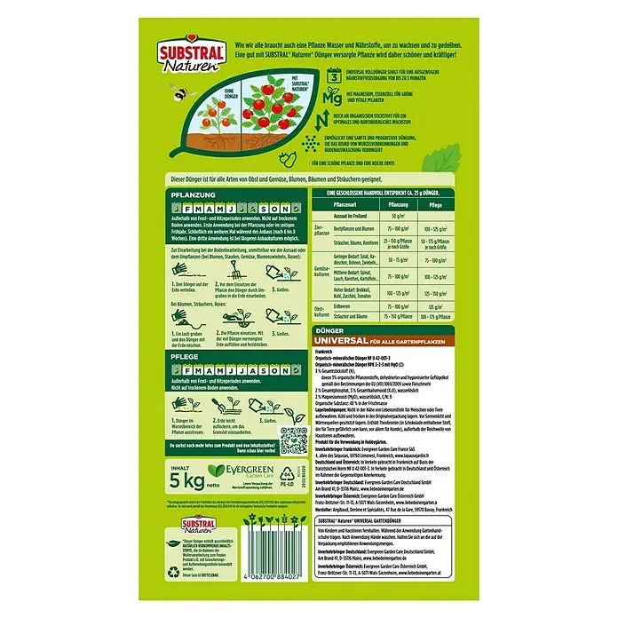 Substral Naturen Universaldünger - 5 kg - Substral Naturen Universaldünger: Organisch-mineralischer Dünger für üppiges Wachstum und reiche Ernte.