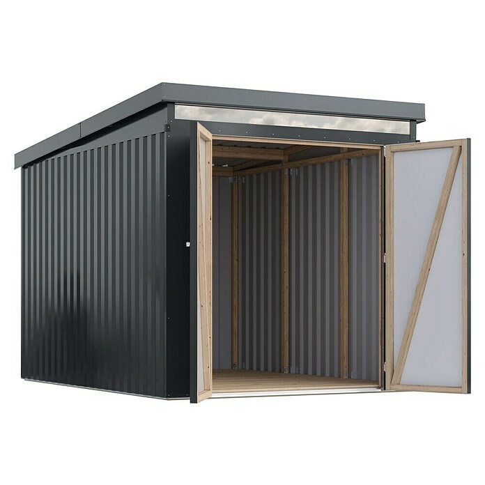 Karibu Gerätehaus Marder 2,5 (Außenmaß inkl. Dachüberstand (B x T): 215 x 298 cm, Stahl, Anthrazit) | BAUHAUS