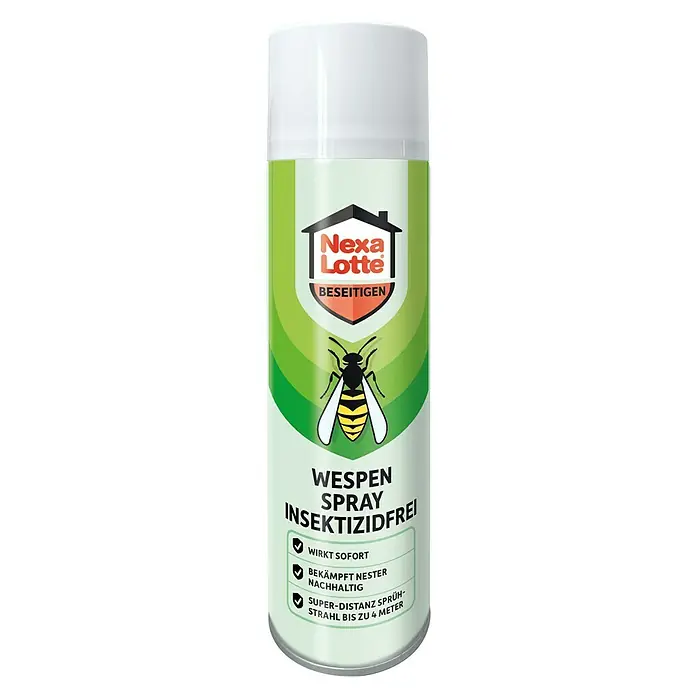 Nexa Lotte Wespen-Spray Insektizidfrei - 500 ml - Eine Dose Nexa Lotte Wespenspray, ein insektizidfreies Mittel zur sofortigen Wespenbekämpfung mit Sprühstrahl bis zu 4 Meter Reichweite.