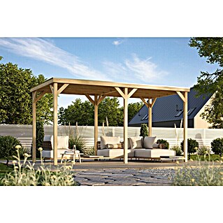 Karibu Gartenpavillon Toscana (464 x 242 cm, Holz, Naturbelassen, Ohne Wände)