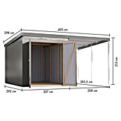Karibu Gerätehaus Marder 2,5 (Außenmaß inkl. Dachüberstand (B x T): 420 x 298 cm, Stahl, Graualuminium) | BAUHAUS