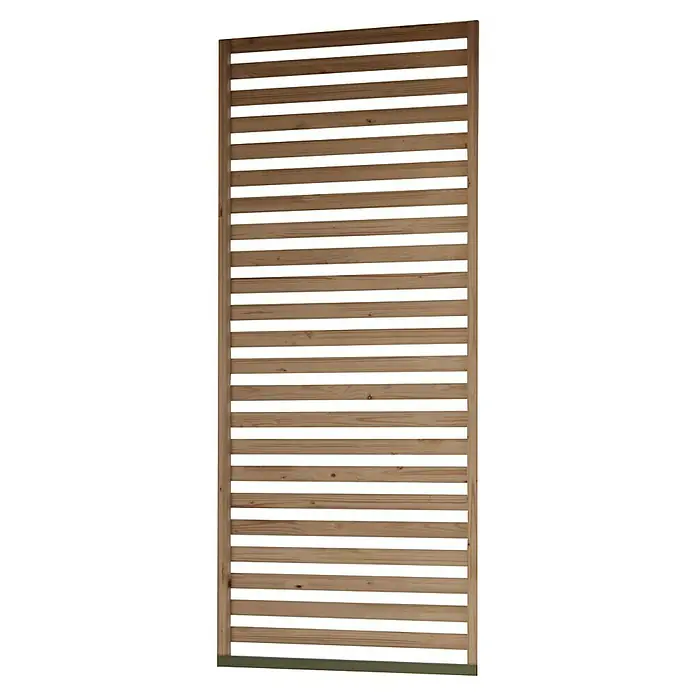 Karibu Gartenpavillon Toscana - 242 x 242 cm, Holz, Naturbelassen, Mit geschlossener Seitenwand, halben Lamellenwand & geschlossene Seitenwand - Ein hölzerner Sichtschutz mit horizontalen Lamellen bietet Privatsphäre und lässt gleichzeitig Licht durch.