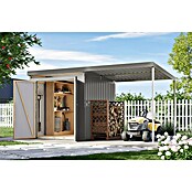 Karibu Gerätehaus Marder 2 (Außenmaß inkl. Dachüberstand (B x T): 420 x 215 cm, Stahl, Graualuminium) | BAUHAUS