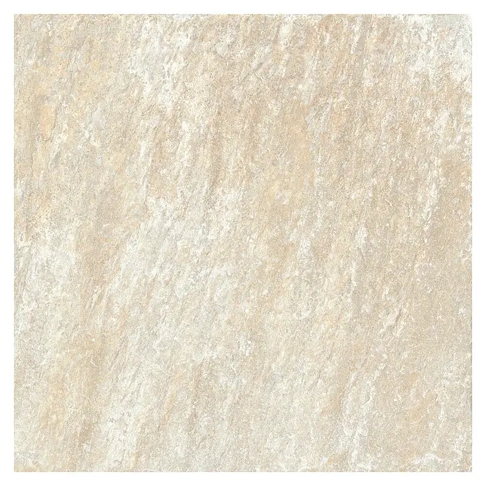 Terrassenfliese Colosseo - 60 x 60 x 2 cm, Barge, Matt - Eine Nahaufnahme einer beigefarbenen Feinsteinzeugfliese mit einer texturierten, matten Oberfläche, die eine natürliche Steinoptik imitiert.