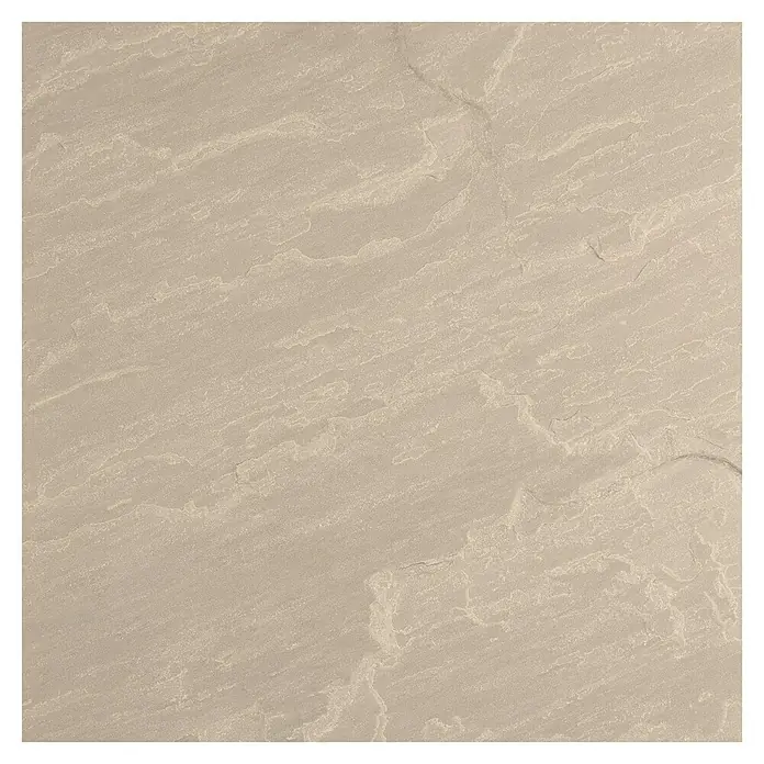 Terrassenfliese Tempio - 60 x 60 x 2 cm, Beige, Matt - Nahaufnahme einer quadratischen, hellbeigen Sandsteinfliese mit einer dezenten, natürlichen Maserung und einem eleganten Look.