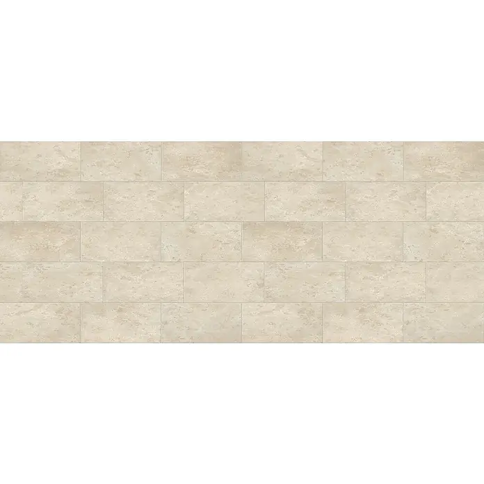 Terrassenfliese Torre - 40 x 80 x 2 cm, Botticino, Matt - Bild einer beigen Wandverkleidung aus rechteckigen Natursteinen mit dezenter Maserung für einen modernen und zeitlosen Look.