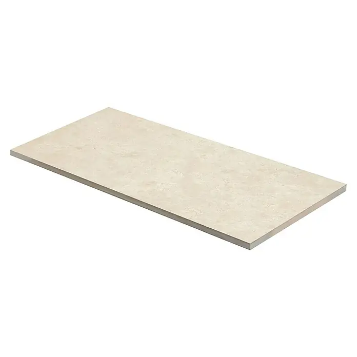 Terrassenfliese Torre - 40 x 80 x 2 cm, Botticino, Matt - Draufsicht einer rechteckigen, beigefarbenen Bodenfliese mit leichter Textur, ideal für moderne Innenräume.