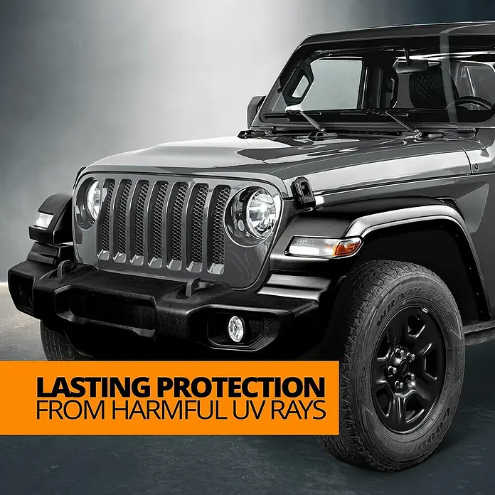 Cerakote Kunststoffaufbereitung - 8 Stk. - Bild eines grauen Jeeps, der sich durch sein robustes Design und seine hochwertigen UV-Schutzfunktionen auszeichnet.