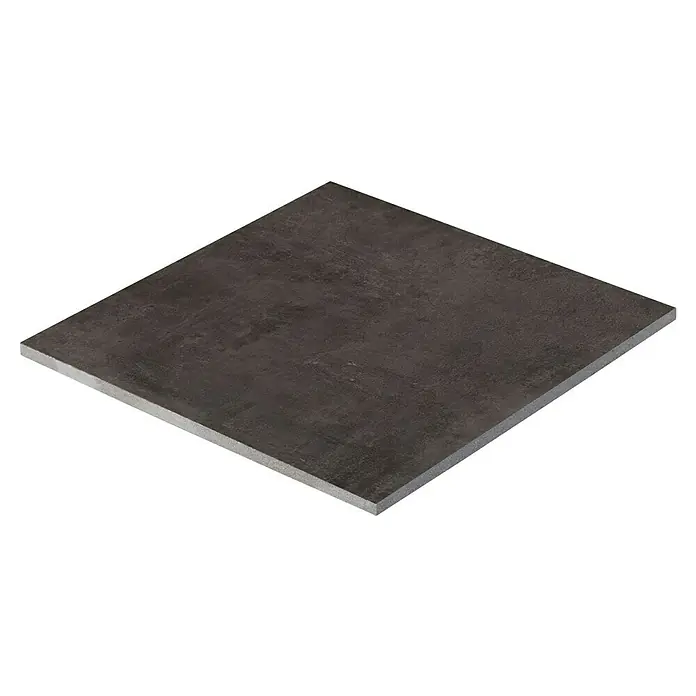 Terrassenfliese Urban Pro - 60 x 60 x 2 cm, Anthrazit, Matt - Hier ist eine Nahaufnahme einer einzelnen dunklen quadratischen Fliese mit einer leicht strukturierten Oberfläche. Ideal für moderne Innenräume.