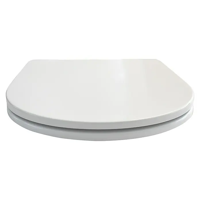 Temtasi WC-Sitz Infinity - Duroplast, Weiß, Mit Absenkautomatik - Nahaufnahme eines weißen WC-Sitzes, der ein sauberes und minimalistisches Design für moderne Badezimmer zeigt.