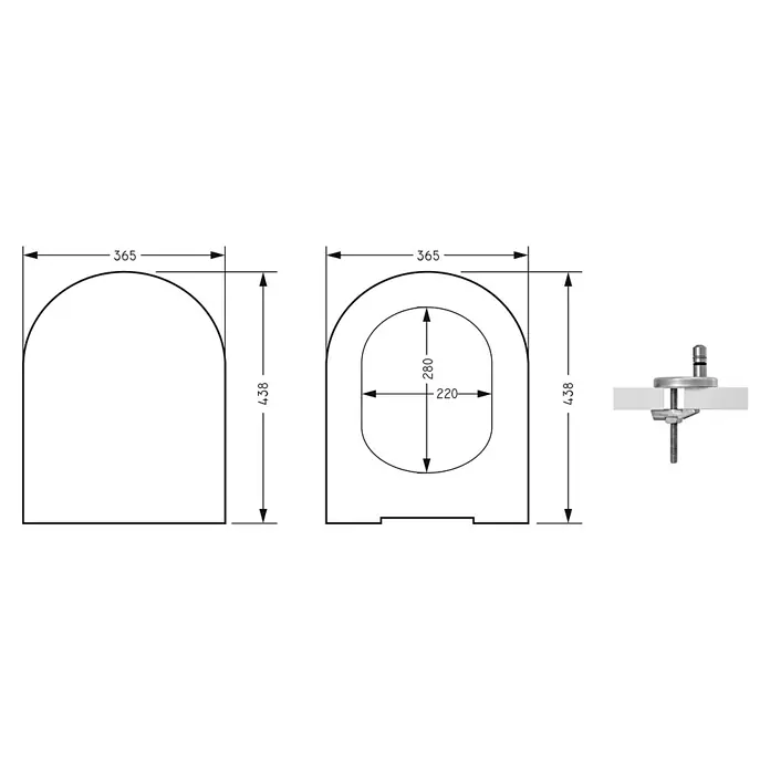 Temtasi WC-Sitz Infinity - Duroplast, Weiß, Mit Absenkautomatik - Abbildung des WAECO Dometic SaniPotty 976 mit Maßangaben, die seine kompakte Größe und Designmerkmale hervorheben.\n