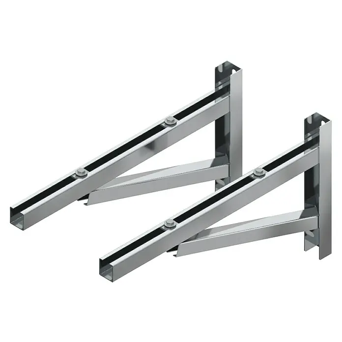 Raab Wandkonsole DW 25 Optilife TYP 570 Wandabstand: 355 mm - Edelstahl - Zwei robuste, silberfarbene Halterungen für Klimaanlagen, die Stabilität und Sicherheit gewährleisten. Ideal für die Außenmontage.