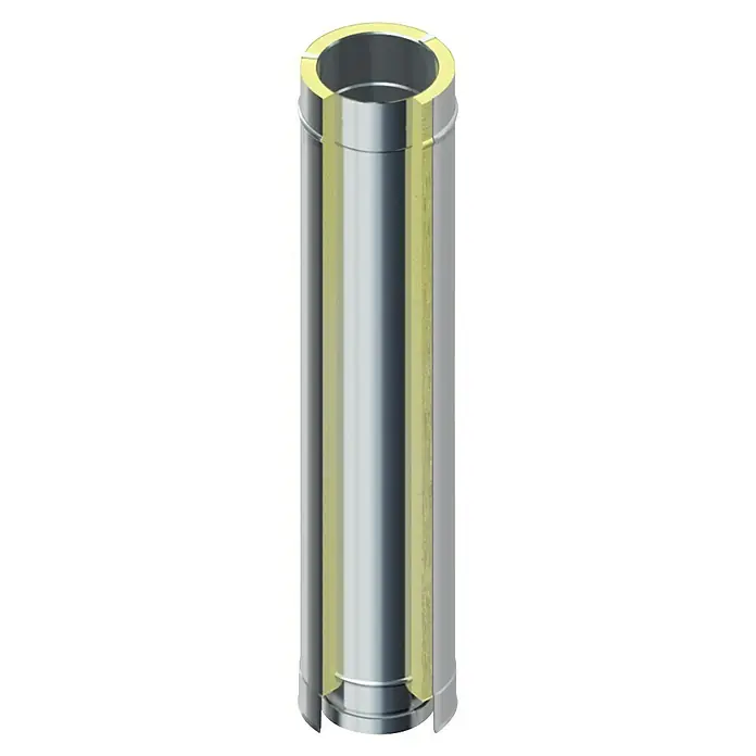 Raab Ofenrohr DW 25 Optilife mit Dämmung - Ø x L: 150 x 1.000 mm - Edelstahlschornstein mit Isolierung, ideal für sichere und effiziente Abgasführung in Heizsystemen. Hochwertige Verarbeitung und Langlebigkeit.